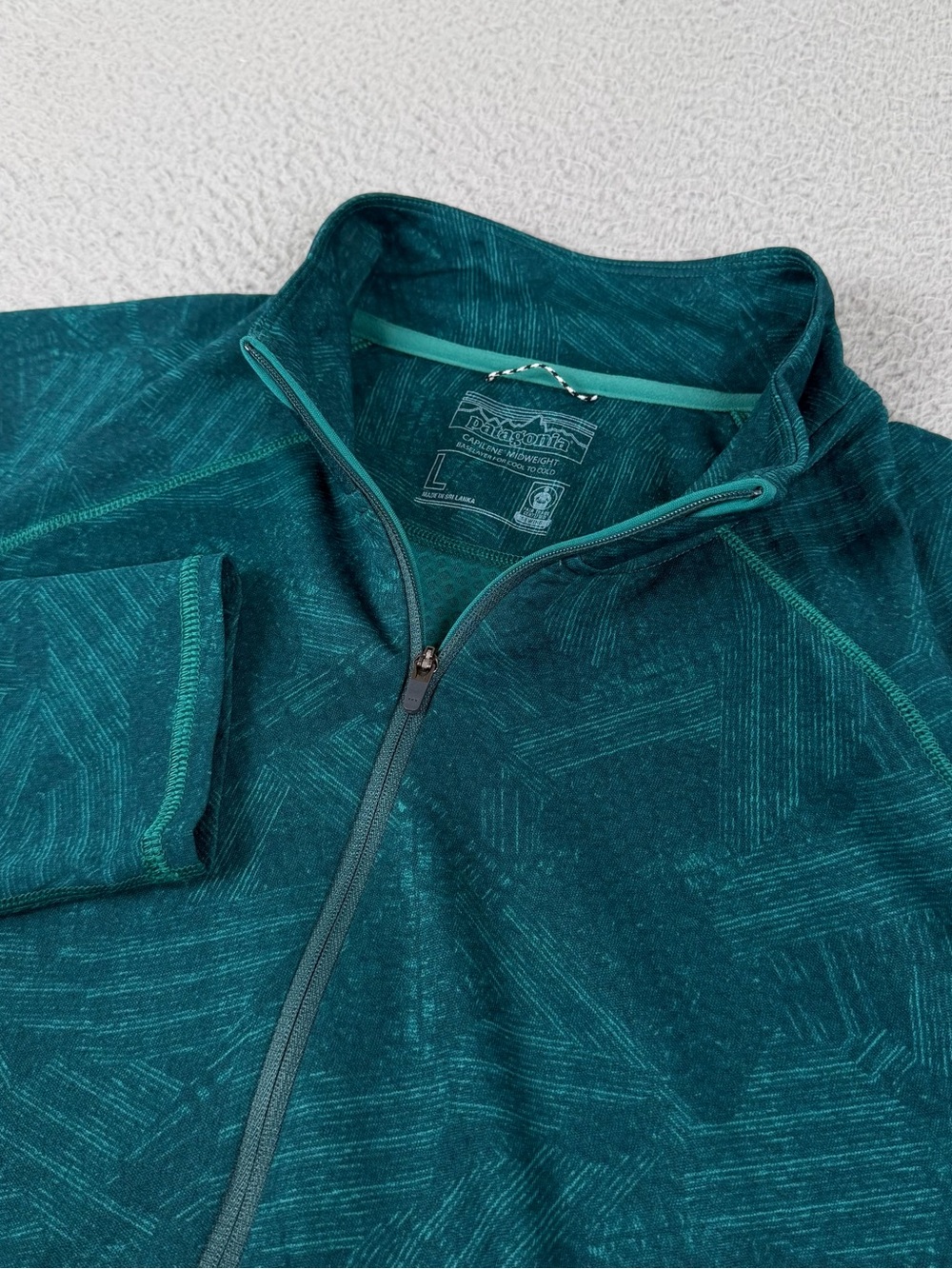 Patagonia Capilene Midweight Baselayer Shirt Mens Large Green 1/4 Zip Outdoors